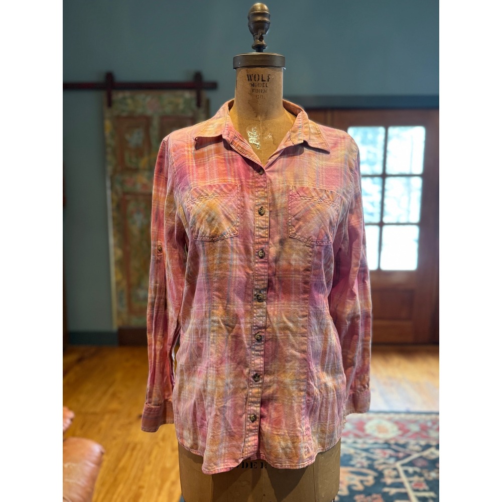 Women's Medium Plaid Shirt w/ Vintage "Pants on Fire" Patch - Picture 5 of 6
